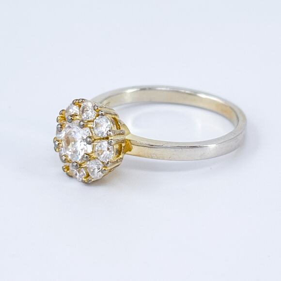 Vintage Gold-Plated Sterling Silver Cubic Zirconia Spinning Sparkle Ring Sz 6.5 - Picture 6 of 9